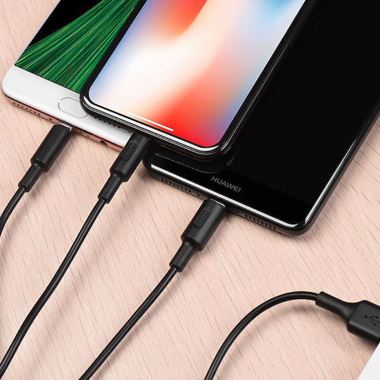 Hoco Regular USB to Lightning / Type-C / micro USB Cable Μαύρο 1m (X25)