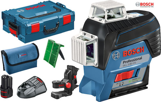 Bosch GLL 3-80 CG Professional Self-leveling Linear Laser Level Green Beam 12V with Working Range 30m