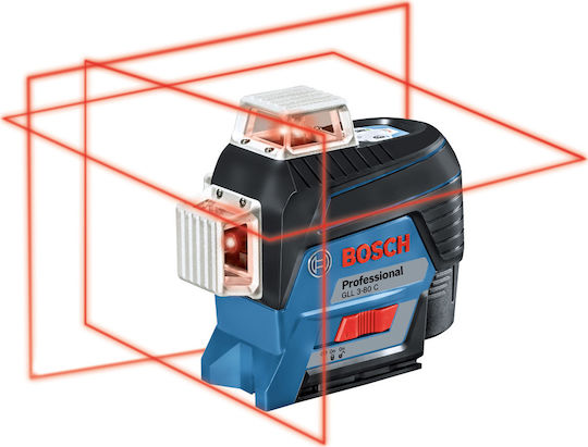 Bosch GLL 3-80 C Professional Αυτορυθμιζόμενο Γραμμικό Αλφάδι Laser Κόκκινης Δέσμης 12V με Εύρος Εργασίας 30m