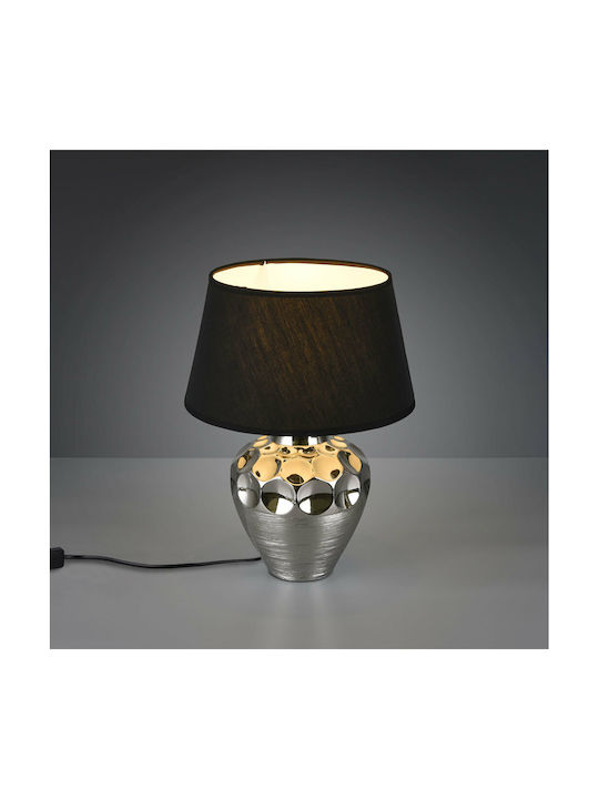Trio Lighting Luanda Ceramic Table Lamp for Socket E27 with Black Shade and Silver Base