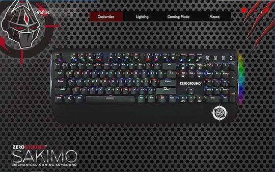 Zeroground KB-2700G Sakimo Gaming Mechanical Keyboard with Outemu Blue switches and RGB lighting (English US)