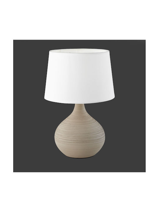 Trio Lighting Martin Ceramic Table Lamp for Socket E14 LED with White Shade and Beige Base