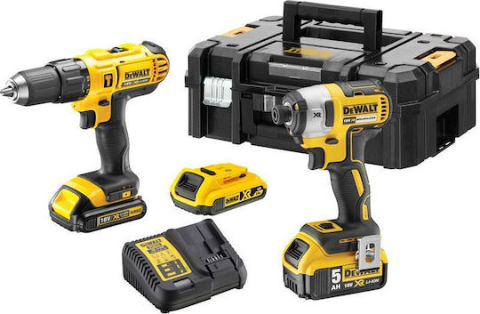 Dewalt Set Schlagbohrschrauber & Schlagschraubendreher 18V mit 2 Batterien 2Ah