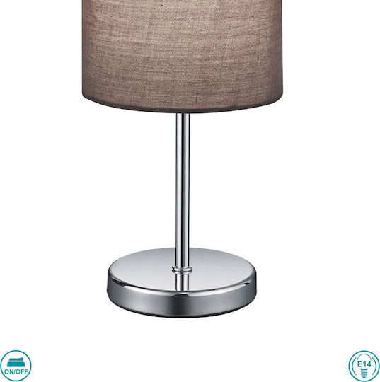 Trio Lighting Jerry Метална Настолна лампа за Цокъл E14 LED с Сив Абажур и Сребрист Основа