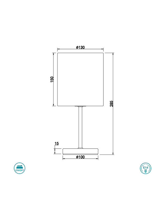 Trio Lighting Jerry Metal Table Lamp for Socket E14 LED with White Shade and Silver Base