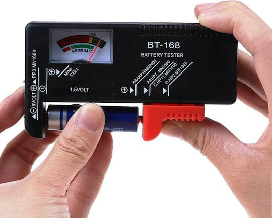 Analog Battery Tester with Battery Size Adjustment Lever