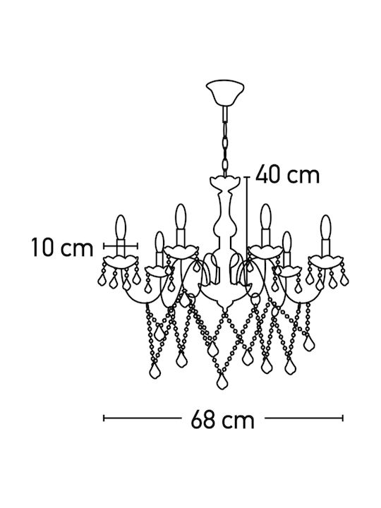 Inlight 5314-6 Kronleuchter 6xE14 Ø68cm mit Kerzen Clear 5314-6-CLEAR