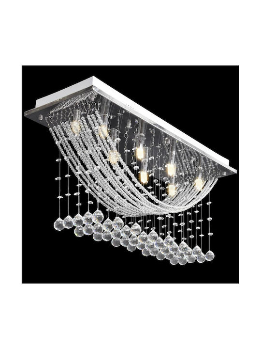 vidaXL Chandelier with Crystals Silver 29cm 241391