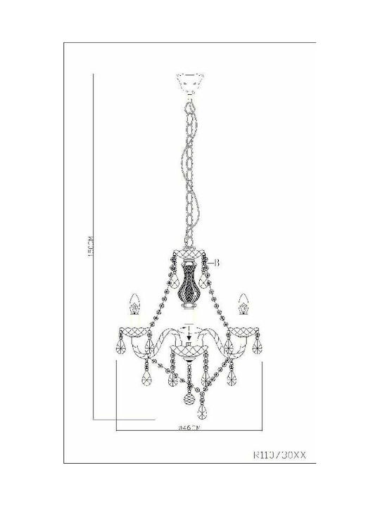 Trio Lighting Luster Chandelier Candlestick 3xE14 Black 46cm Fume R11073002