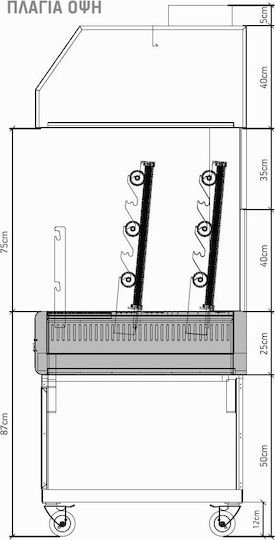 Biokan LGH3 Grătar la proțap Cărbune 2.5kW cu Dimensiuni 83x160x154cm