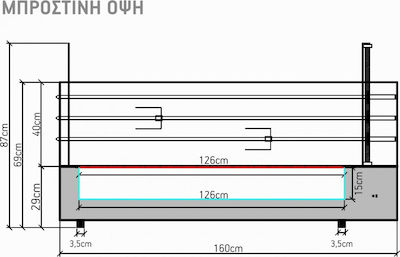 Biokan TLGH3 Spieß-Grill Kohle Mit Blase 2.5kW mit Abmessungen 60x160x150cm