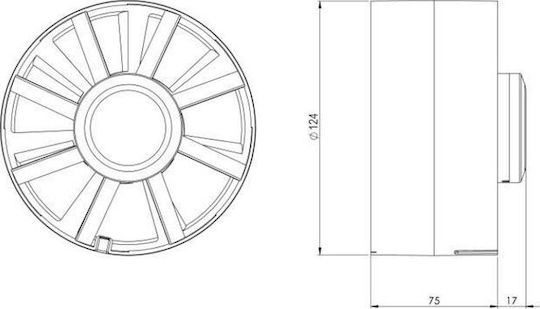 Europlast Wall-mounted Ventilator Bathroom 125mm White