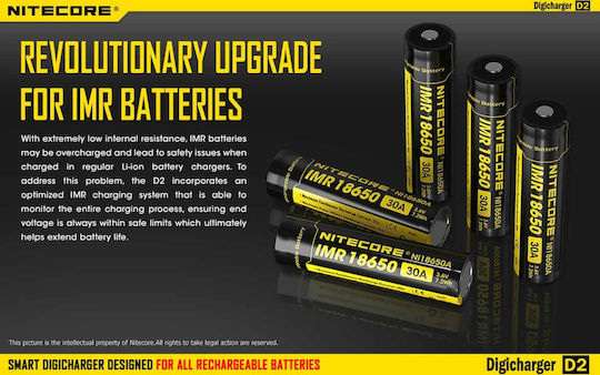 NiteCore D2 Charger 2 Batteries Li-ion/Ni-Cd/Ni-MH Size AA/AAA/18650/16340/26650/14500