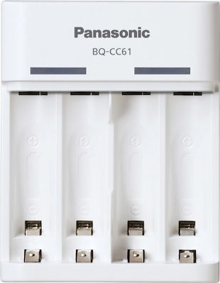 Panasonic Eneloop Basic BQ-CC61 USB Φορτιστής 4 Μπαταριών Ni-MH Μεγέθους AA/AAA σε Λευκό χρώμα