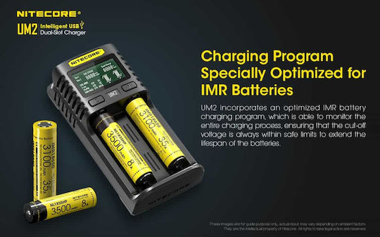 NiteCore UM2 USB Charger 2 Batteries Li-ion/Ni-Cd/Ni-MH Size AA/AAA/D/18650/16340/26650/14500