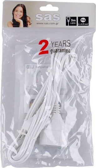 SAS Extension Cable Cord 2 x 0.75mm²/3m White
