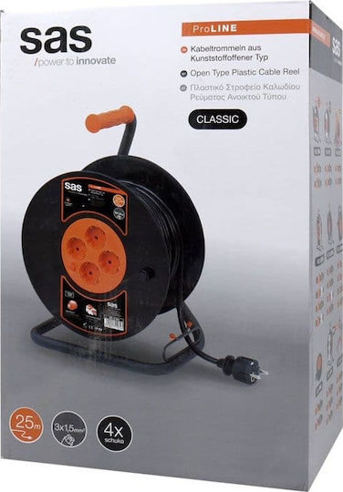 SAS Extension Reel Cord 3 x 1.5mm²/25m Black