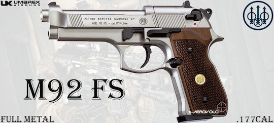 Umarex Αεροβόλο Πιστόλι CO2 Beretta M92 FS Nickel Wood Μεταλλικό 4.5mm