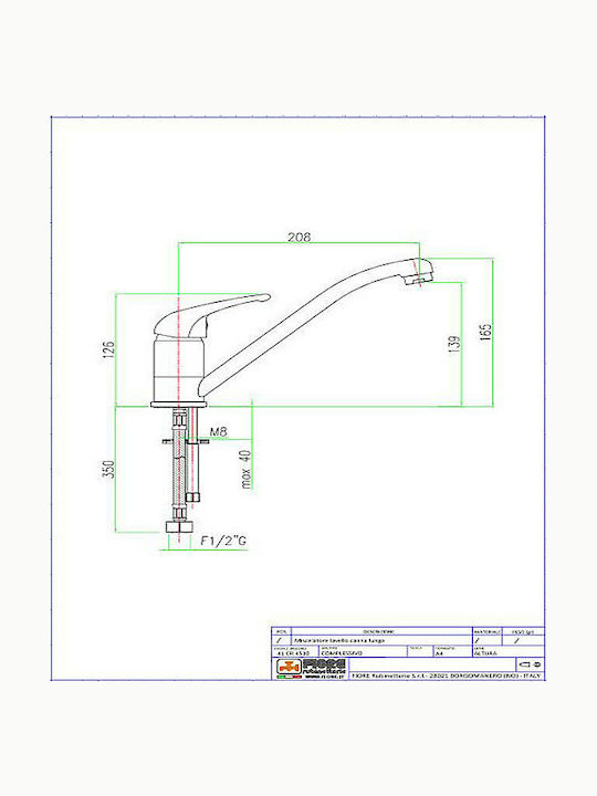 Fiore Altura Mia Counter Silver Kitchen Faucet