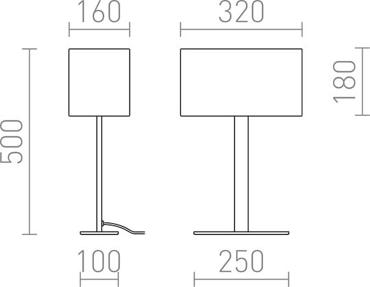 Rendl Light Studio Plaza M Table Πορτατίφ με Λευκό Καπέλο και Ασημί Βάση