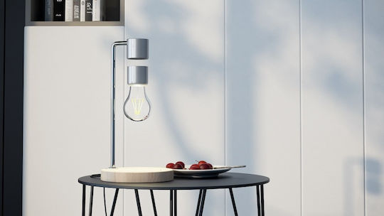 Allocacoc Levitating Light Bulb Holz Tischlampe LED mit Silber Basis