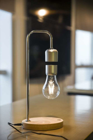 Allocacoc Levitating Light Bulb Holz Tischlampe LED mit Silber Basis