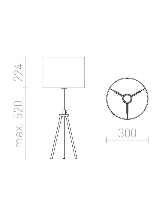 Rendl Light Studio Gardette Table Metal Table Lamp for Socket E27 with Black Shade and Silver Base