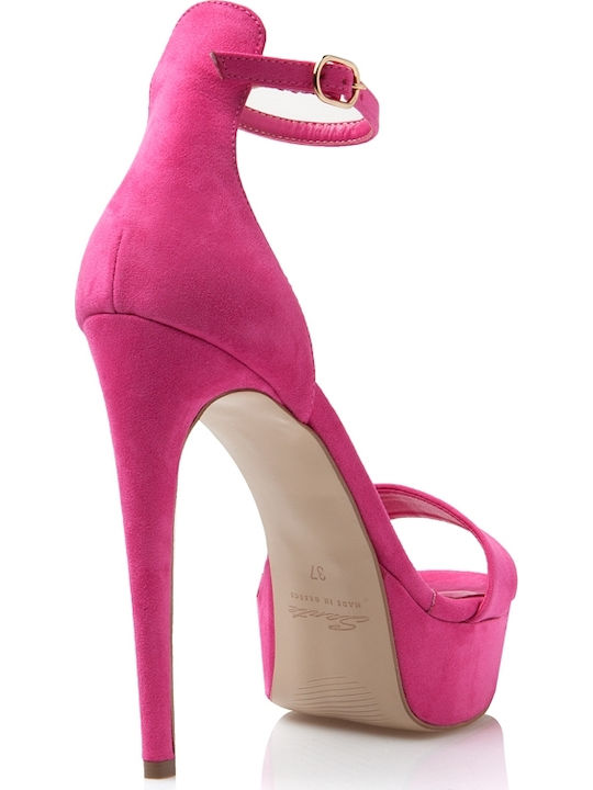 Din piele întoarsă Sandale Fuchsia