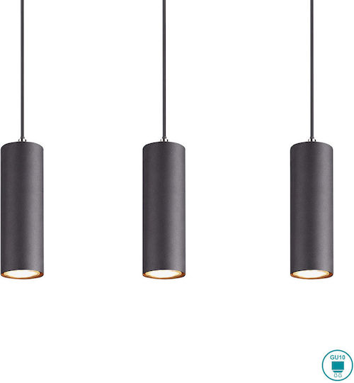 Trio Lighting Marley Pendant Light Black Rail for 4 Bulbs GU10 75x9cm