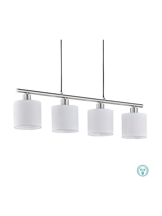 Trio Lighting Tommy Κρεμαστό Φωτιστικό Λευκό Ράγα για 4 Λαμπτήρες E14 75εκ.