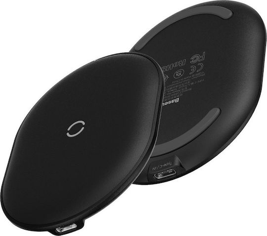 Baseus Kabelloses Ladegerät (Qi Pad) 15W Schwarzs (Cobble)