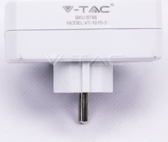V-TAC T-Shaped Wall Plug 3 Positions with Switch
