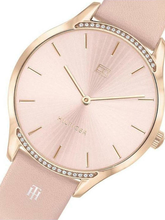 Tommy Hilfiger Γυναικείο Ρολόι 36mm Μπαταρίας με Ροζ Δερμάτινο Λουράκι