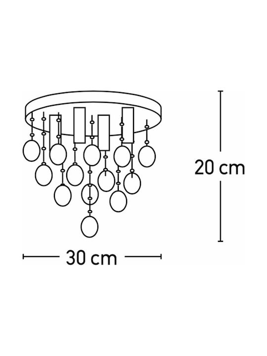 Inlight Μοντέρνα Πλαφονιέρα Οροφής με Ντουί G9 με Κρύσταλλα σε Ασημί χρώμα 30cm