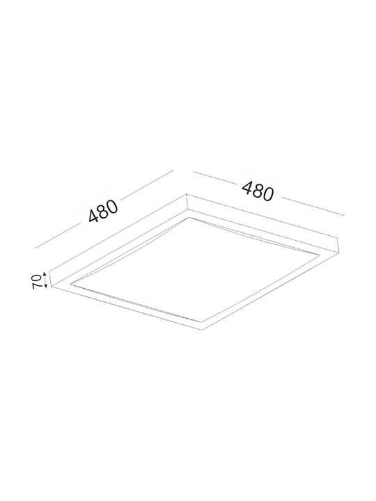 Aca Indiana Ceiling Mount Light Bathroom 48cm Silver with Socket E27