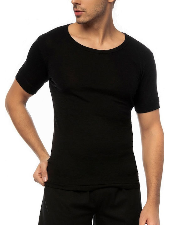Men's Undershirt Short-sleeved in Black Color