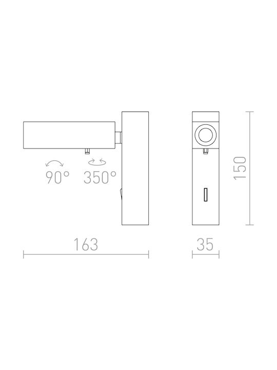 Rendl Light Studio Fado I Wall Единично LED Неутрално бяло Спот в Черен Цвят