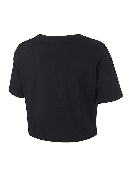Sportswear Essential Γυναικείο Αθλητικό Crop Top Κοντομάνικο Μαύρο