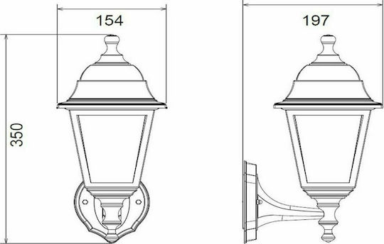 Aca Стенно Външно Фенерче E27 IP44 15.4x19.7x35εκ.