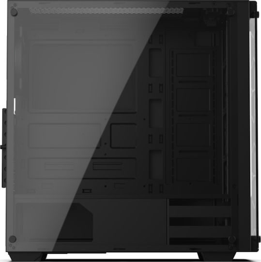Krux Leda Gaming Midi-Turm Computergehäuse mit Seitenfenster und RGB-Beleuchtung Schwarz