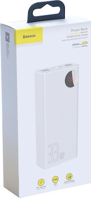 Baseus Mulight Power Bank 30000mAh 33W with 4 USB-A Ports and USB-C Port Quick Charge 3.0 / Power Delivery White