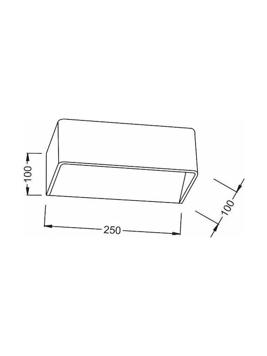 Aca Nephele Klassisch Leuchte Wand mit Integrierter LED und Warmweißes Licht Schwarz 100x10x10cm