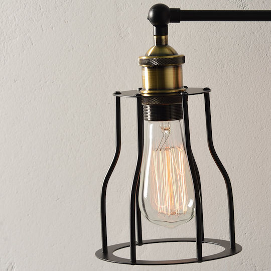Aca Sotis Vintage Lamp Wall with Socket E27 Black 15cm