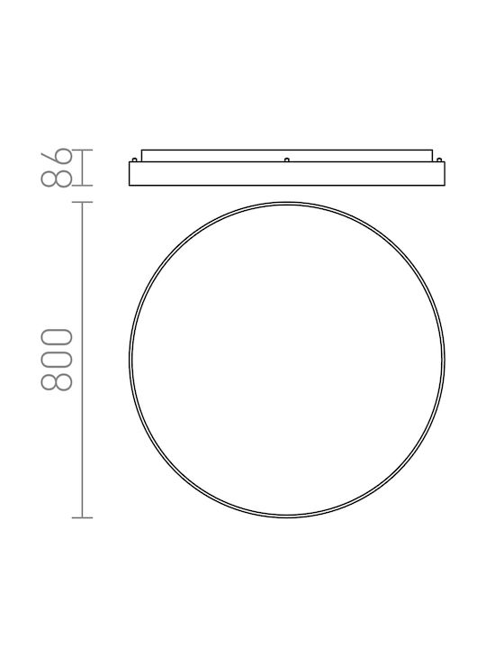 Rendl Light Studio Mensa R 80 Ceiling Στρογγυλό Εξωτερικό LED Panel με Θερμό Λευκό Φως 3000K
