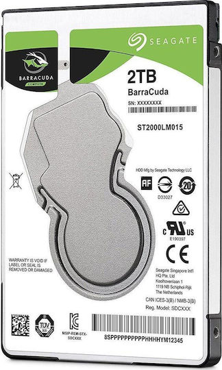 Seagate Barracuda 2TB HDD Hard Drive 2.5" SATA III 5400rpm with 128MB Cache for Desktop / Laptop / PS4 ST2000LM015