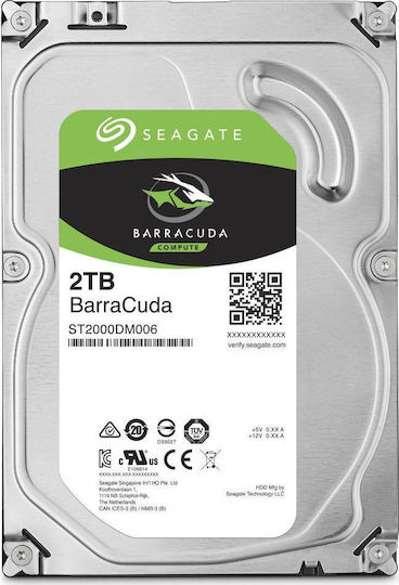 Seagate Barracuda 2TB HDD Σκληρός Δίσκος 3.5" SATA III 7200rpm με 256MB Cache για Desktop ST2000DM008