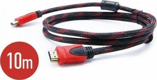 HDMI 1.4 Braided Cable HDMI male - HDMI male 9.7m Κόκκινο