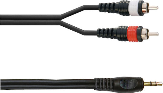 Καλώδιο Ήχου 3.5mm male - RCA male Μαύρο 1.5m με Επίχρυσους Ακροδέκτες