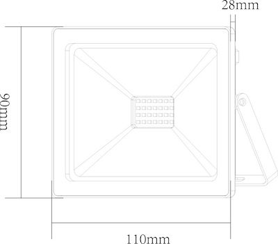 Aca Στεγανός Προβολέας LED 20W Φυσικό Λευκό 4000K IP66