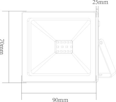 Aca Στεγανός Προβολέας LED 10W Θερμό Λευκό 3000K IP66